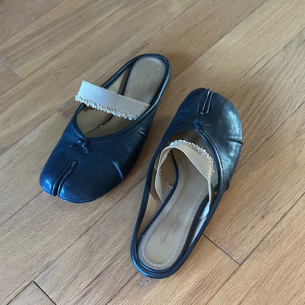 Maison Martin Margiela Black Leather Tabi Mules